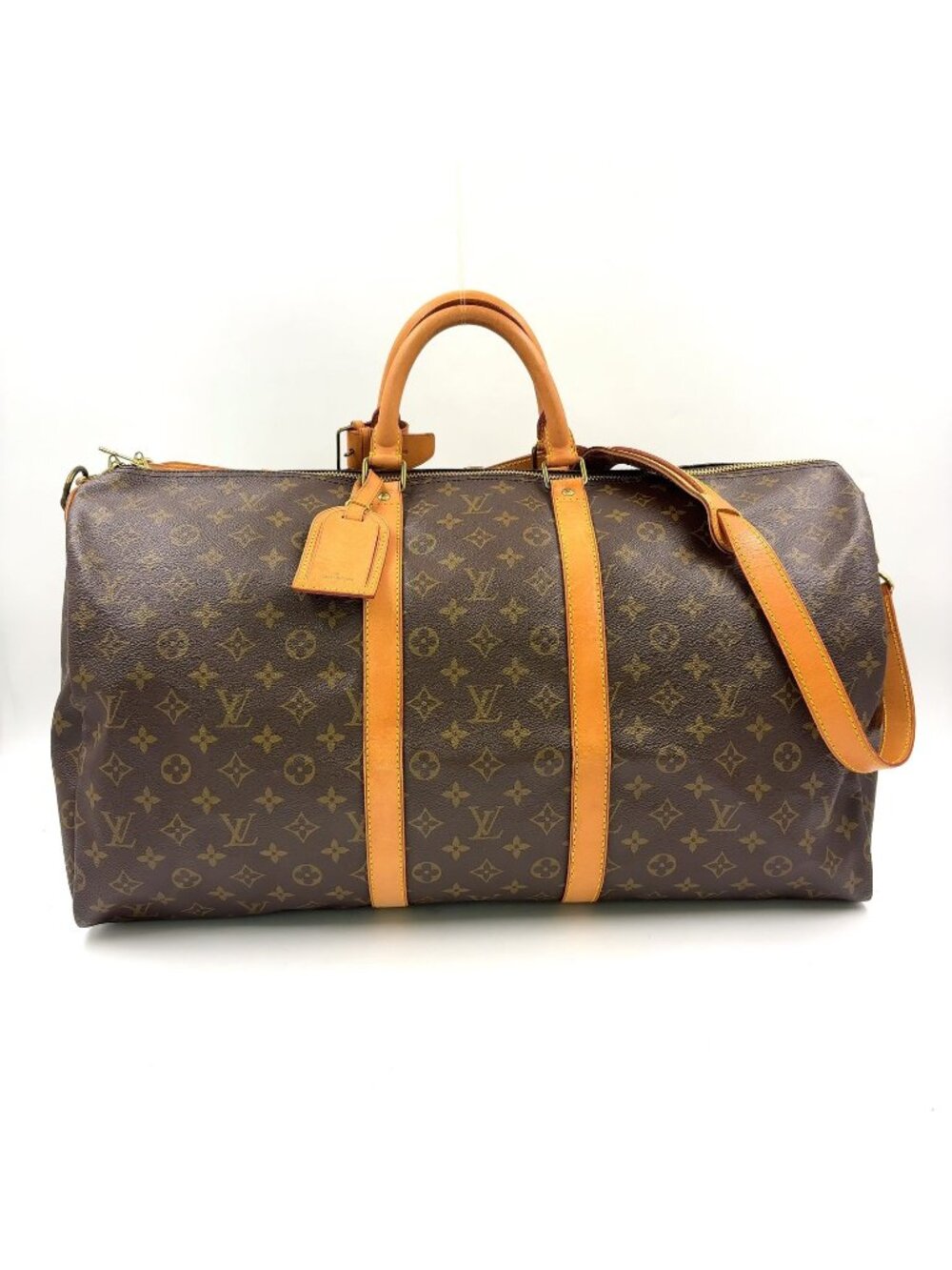Louis Vuitton Keepall Bandouliere 55 Monogram Leather Brown Boston Bag Gold